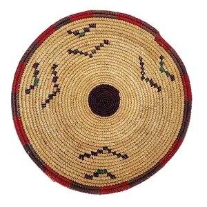 Vintage hand woven basket bowl with platform base southwest native